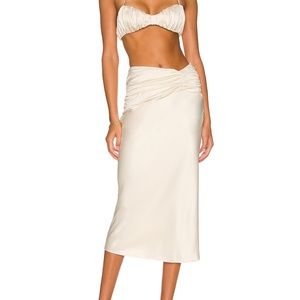 NBD GIANNA MIDI SKIRT IN CHAMPAGNE IVORY